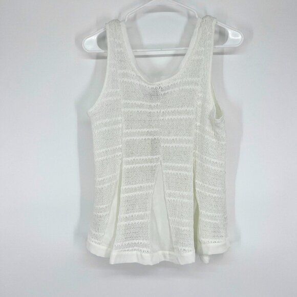 LC Lauren Conrad Top Stripe Ivory Sleeveless Knit Crochet Tank NWT - Picture 6 of 8